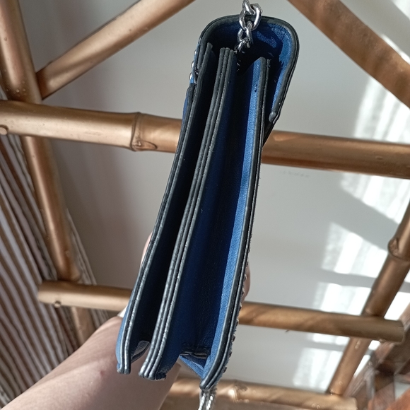 Blue Faux Suede and Faux Leather Sling Bag - Picture 7 of 11